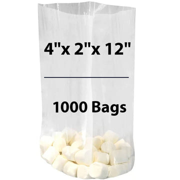LDPE Clear Gusseted Poly bags 1.25 mil 4" X 2" X 12" 1000 Bags